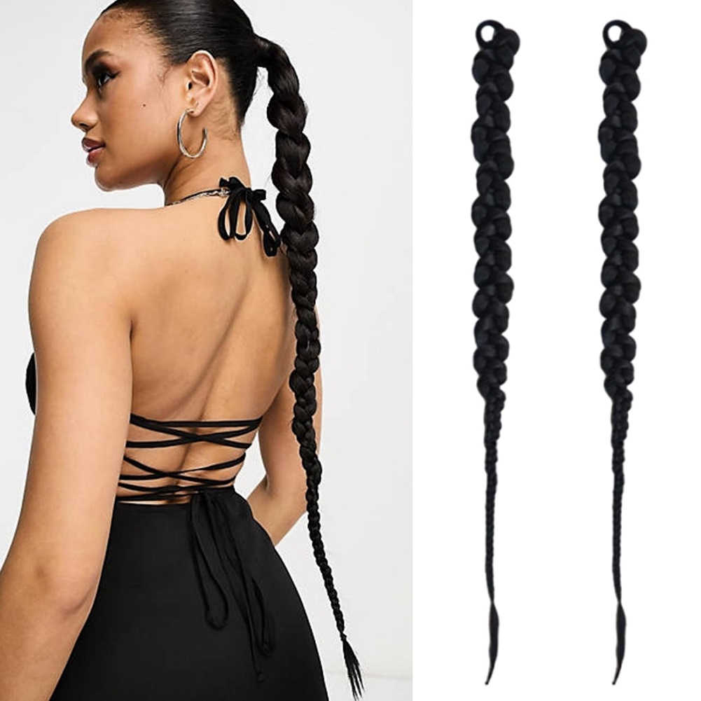 Crochet Braiding Hair - 1/2 個ヘアエクステンション編組ポニーテールファッションロングツイスト編組ポニーテール合成エクステンションヘアアクセサリーヒップホップ Y2K ガール