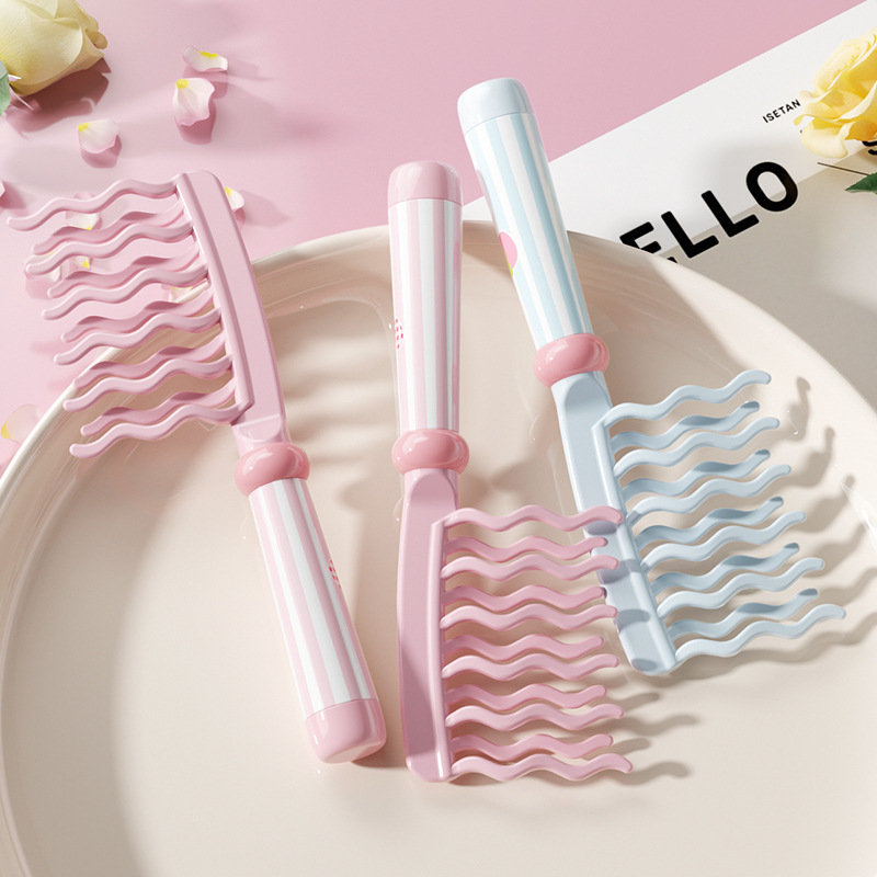 Hair Care Wavy Hair - ダブルロウウェーブ歯ヘアスタイリングコーム、マッサージハンドル付き、静電気防止カーリングコーム、サロンスタイリングと家庭用ヘアケア用