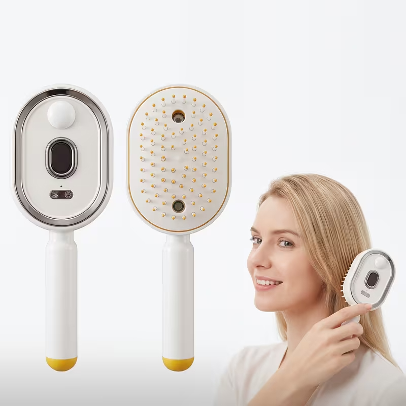 Hair Care Essential Oil - 電動エアバッグマッサージコーム エッセンシャルオイルミスト付き ヘアケア＆もつれ解消 – セルフクリーニング、静電気防止、もつれ防止
