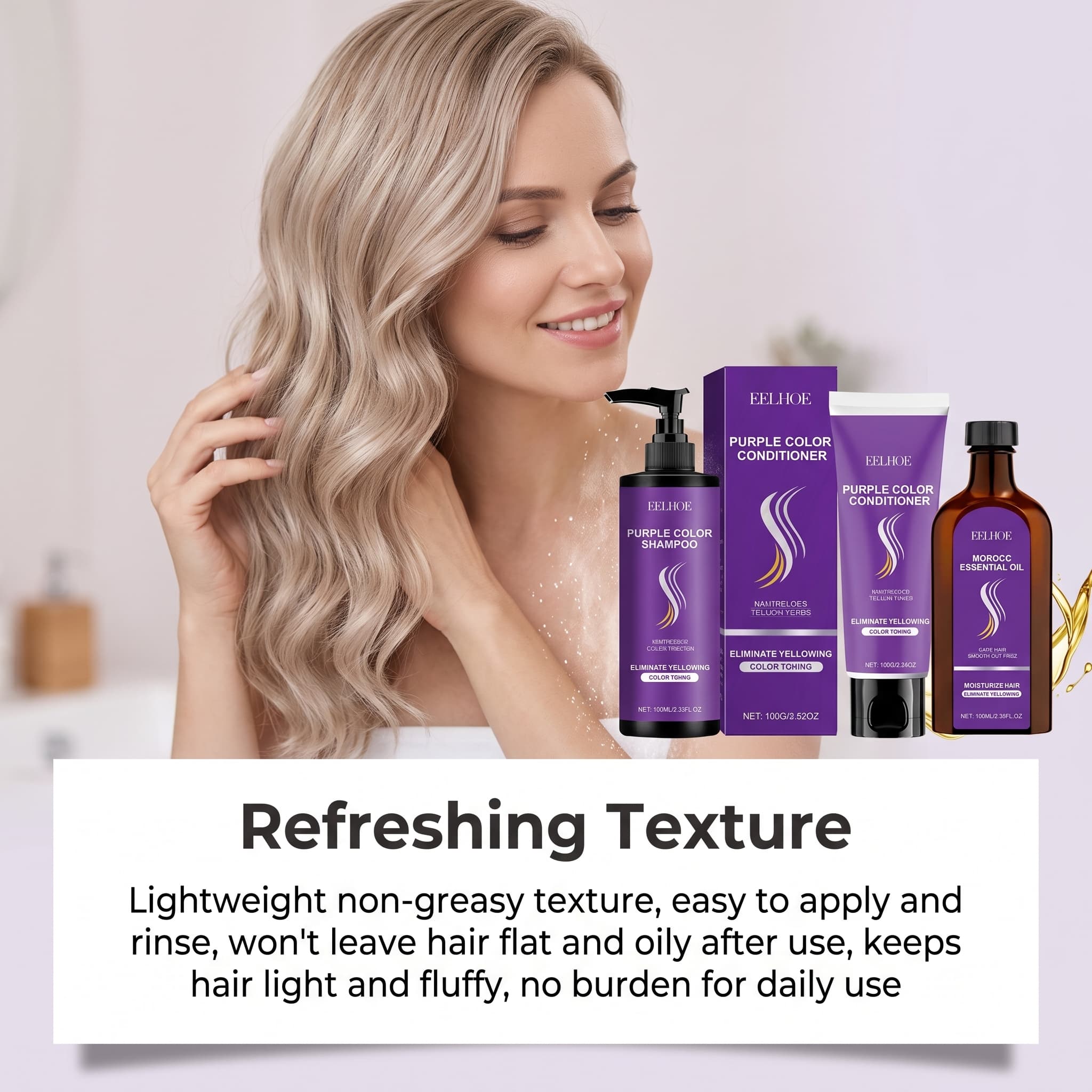 パープルシャンプーセット（コンディショナー、ヘアオイル、セラ - Hair Care Hair Serum のレビューと価格