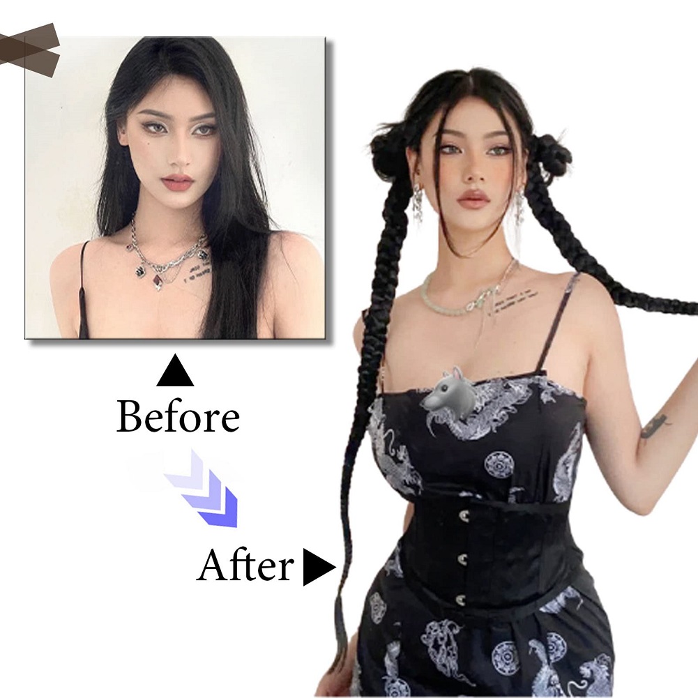 1/2 個ヘアエクステンション編組ポニーテールファッションロ - Crochet Braiding Hair のレビューと価格