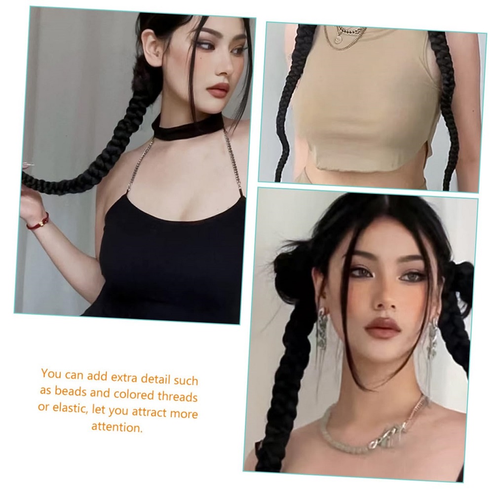 1/2 個ヘアエクステンション編組ポニーテールファッションロ - Crochet Braiding Hair のレビューと価格