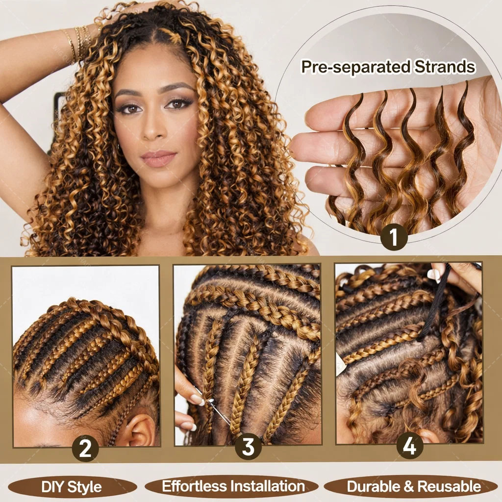P427 ハイライト バーミーズカーリーフェザー クロシェヘ - Crochet Braiding Hair のレビューと価格