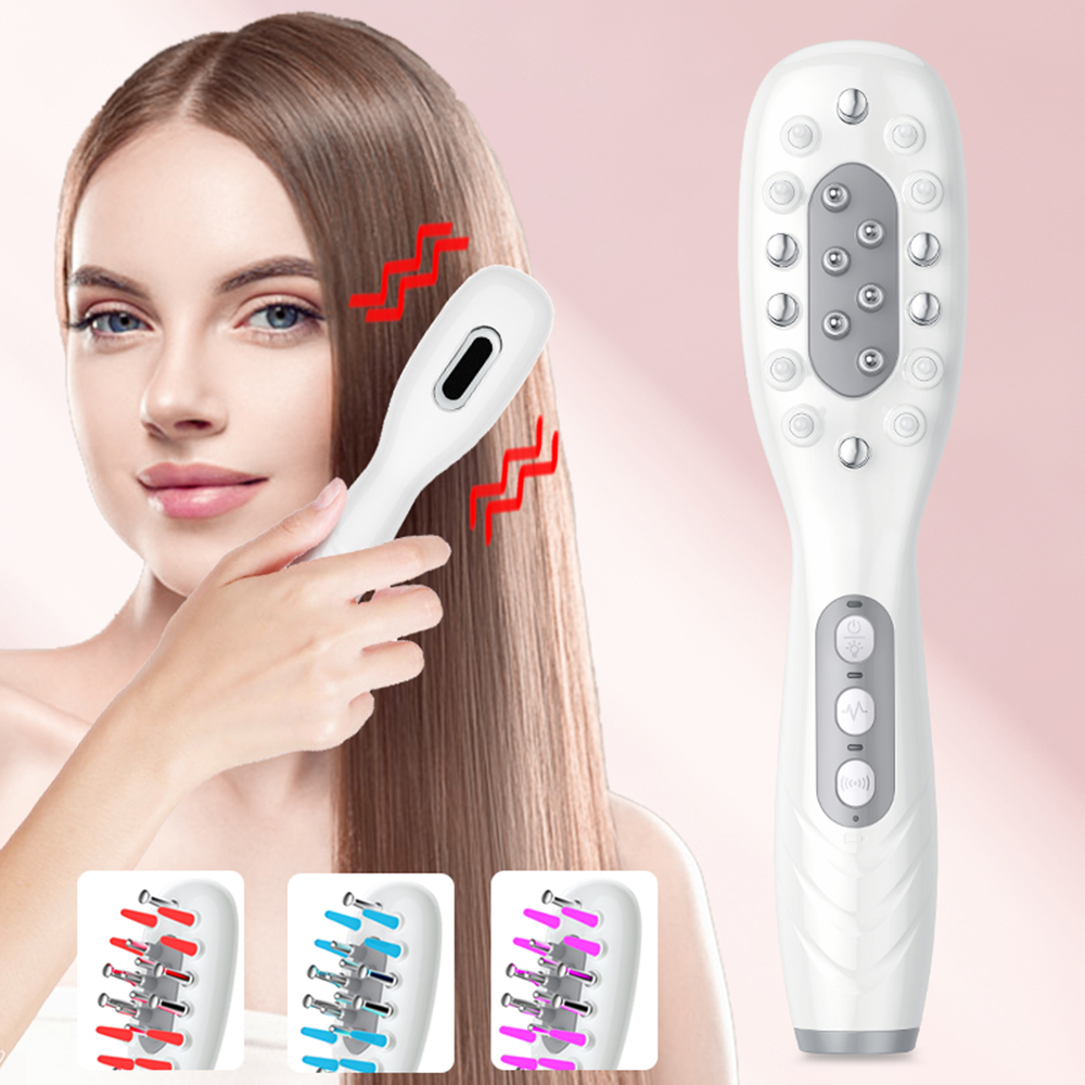 電気育毛コームオイルアプリケーター赤青 LED 振動ヘッドマ - Hair Care Essential Oil のレビューと価格