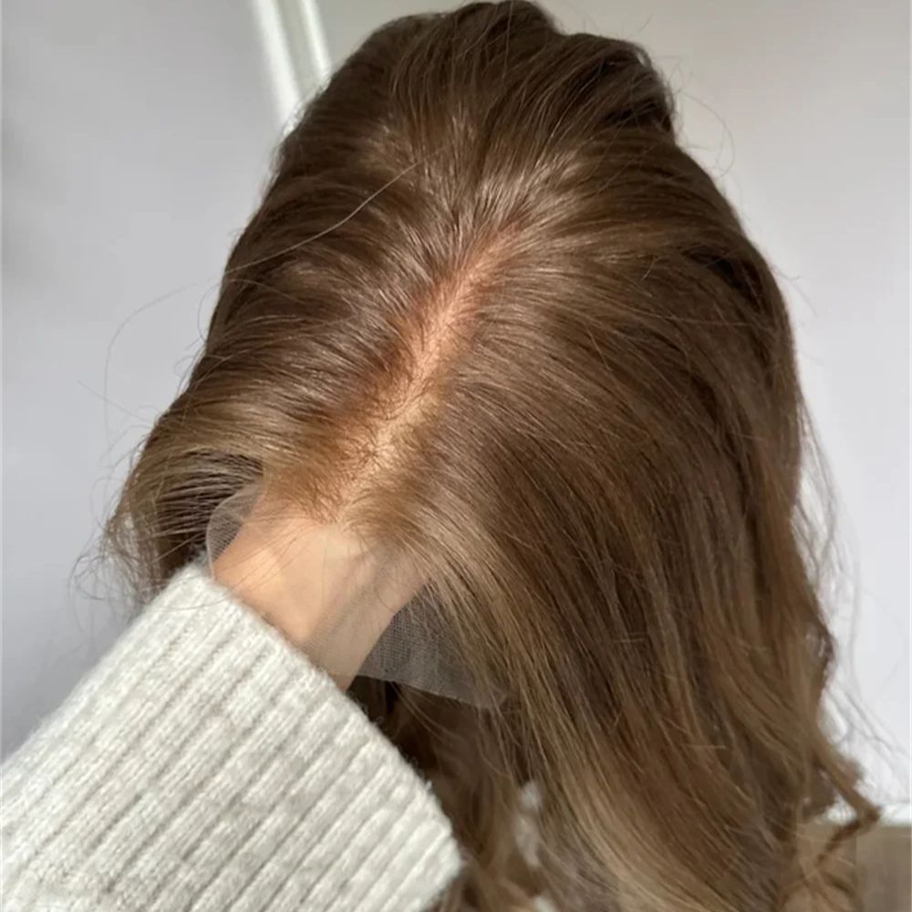暖色ブラウンのハイライト入り合成レースフロントウィッグ 13 - Hair Care Wavy Hair のレビューと価格