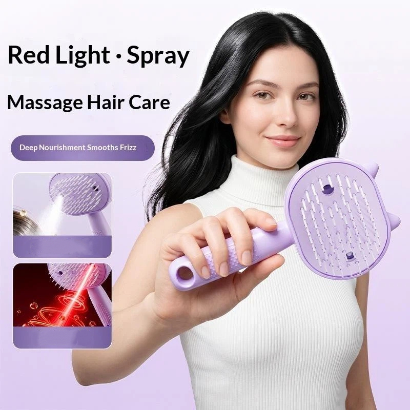 1個入り 可愛い猫耳電動スプレーヘアブラシ 赤色ライトヘアケ - Hair Care Essential Oil のレビューと価格