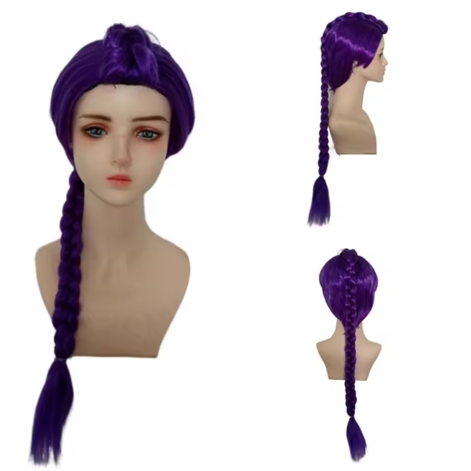 アニメロングパープル編み込みヘアエクステンションポニーテール - Crochet Braiding Hair のレビューと価格