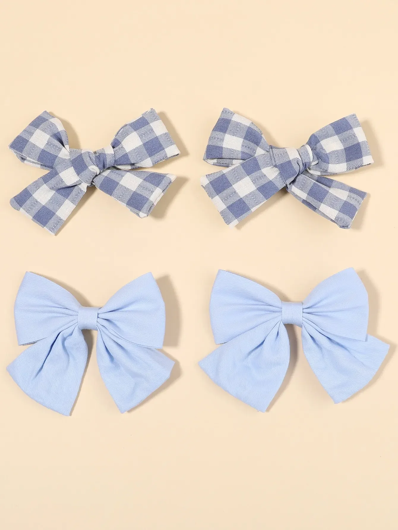 4 ピース/セットかわいいチェック柄の弓ヘアクリップ女の赤ち - Hair Care For Baby のレビューと価格