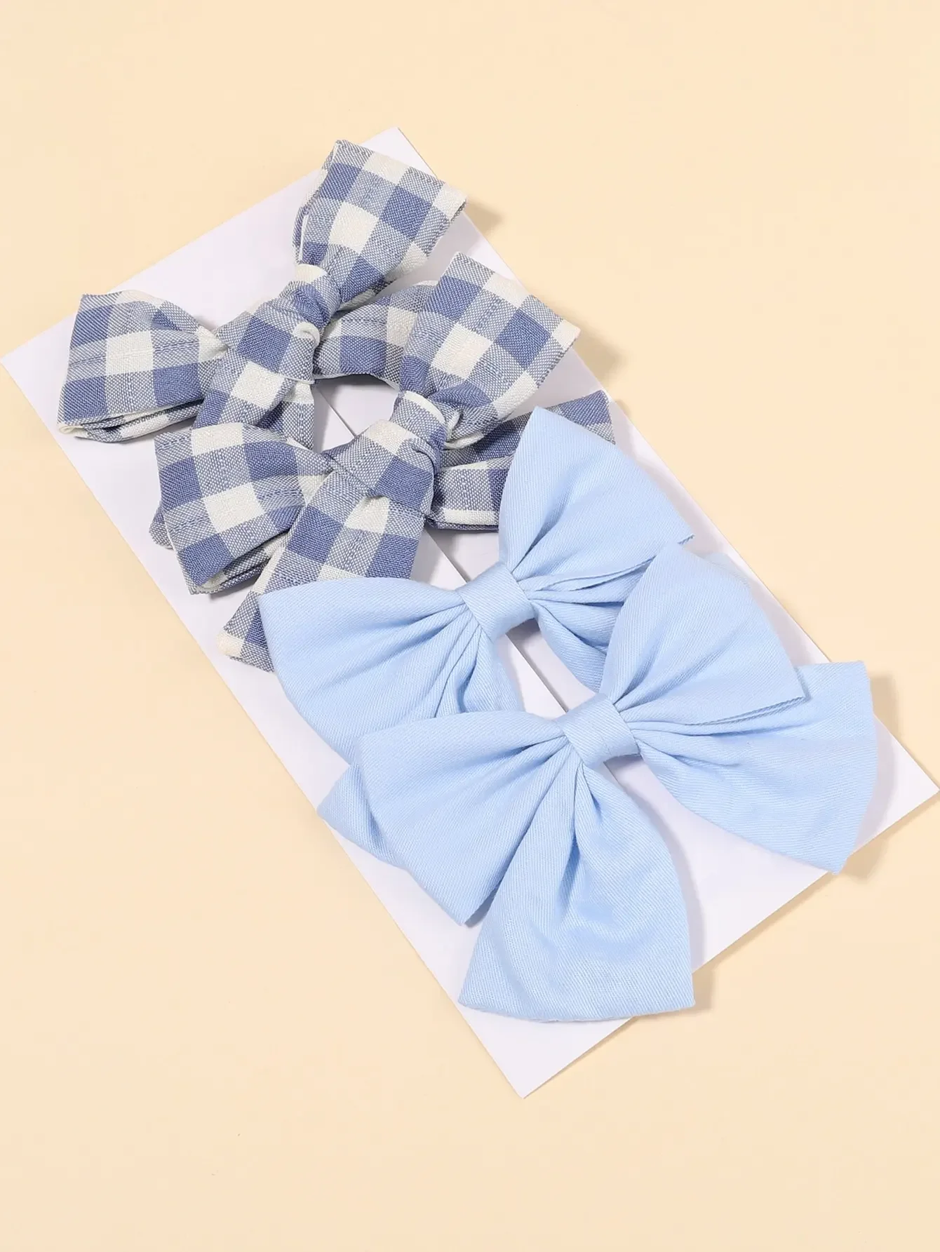 4 ピース/セットかわいいチェック柄の弓ヘアクリップ女の赤ち - Hair Care For Baby のレビューと価格