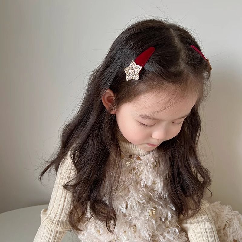1 ペア韓国スタイルグリッタースターヘアクリップ女の赤ちゃん - Hair Care For Baby のレビューと価格