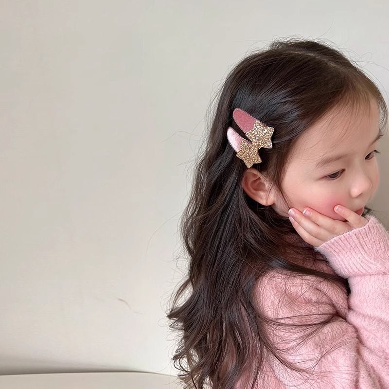 1 ペア韓国スタイルグリッタースターヘアクリップ女の赤ちゃん - Hair Care For Baby のレビューと価格