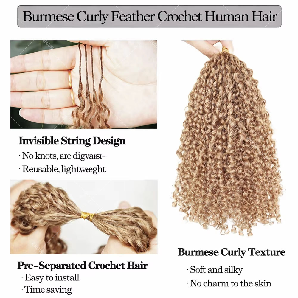 # 27個入り ハニーブロンド フェザークロシェ 人毛 ノッ - Crochet Braiding Hair のレビューと価格