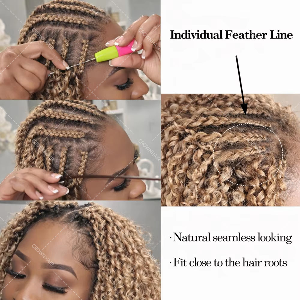 # 27個入り ハニーブロンド フェザークロシェ 人毛 ノッ - Crochet Braiding Hair のレビューと価格