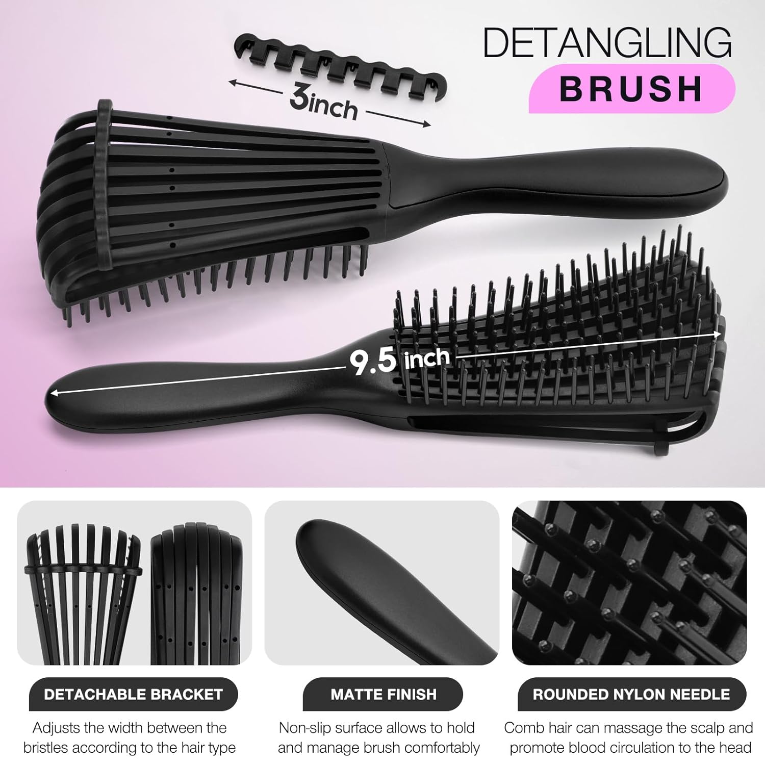 スプレーボトル付きデタングリングブラシセット、ソフトスカルプ - Hair Care Wavy Hair のレビューと価格