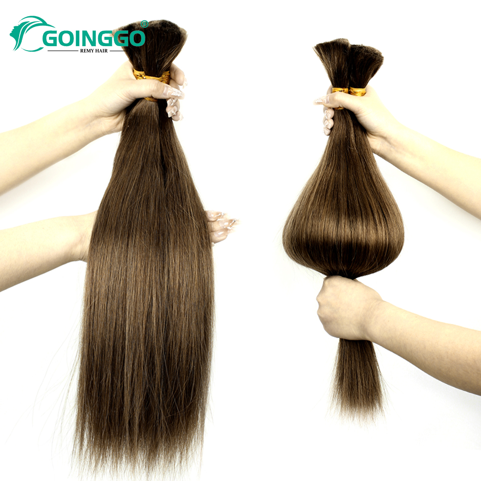 4 # チョコレートブラウンストレートバルクヘアエクステンシ - Crochet Braiding Hair のレビューと価格