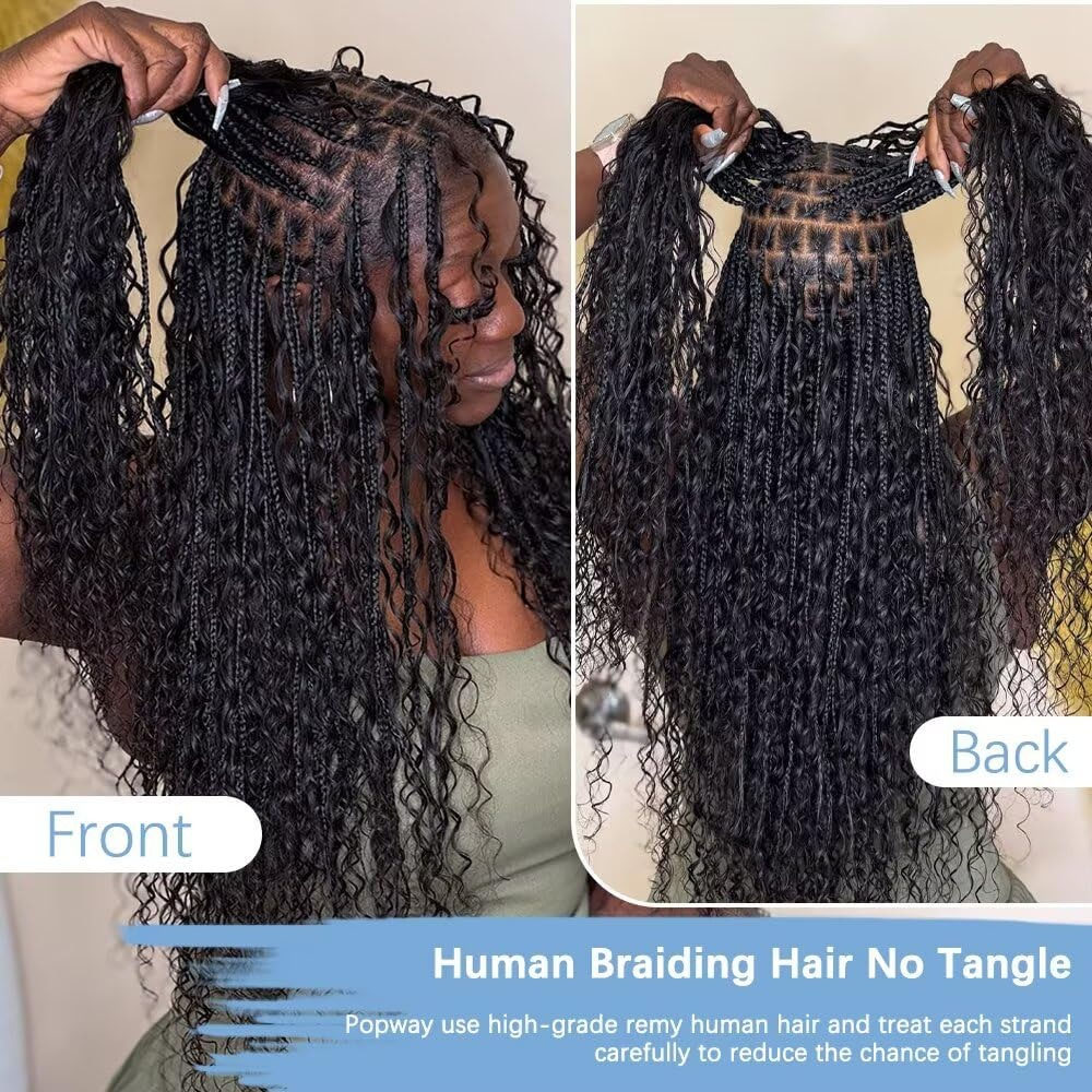 28インチ人毛ブレイズ用ヘアエクステ、ボヘミアンブレイズ用デ - Hair Care Wavy Hair のレビューと価格